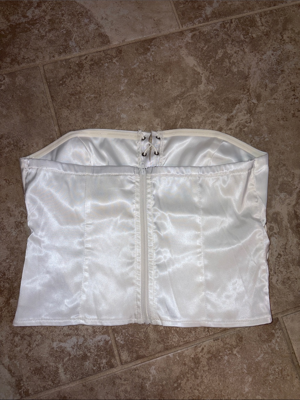 Meduse White Satin Lace-Up Corset Style Bodysuit — image 2 of 2